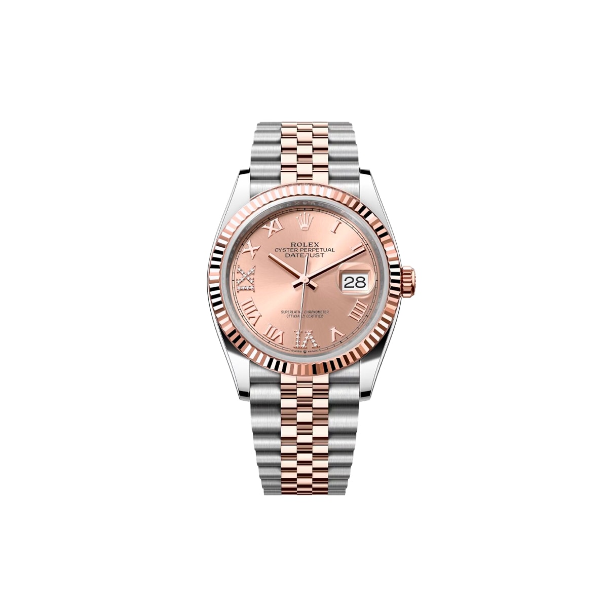 Rolex® Datejust 36 (36mm | 핑크 다이얼 | 69 다이아몬드 인덱스 | 로즈골드 | 플루쥬빌)