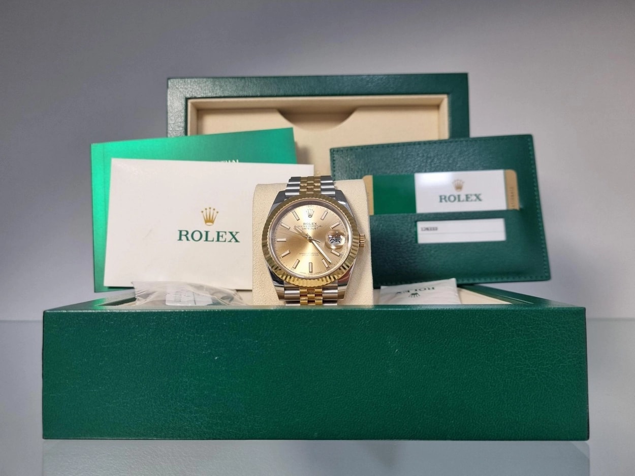Rolex® Datejust 41 (41mm | 샴페인 다이얼 | 바 인덱스 | 옐로우골드 | 플루쥬빌)