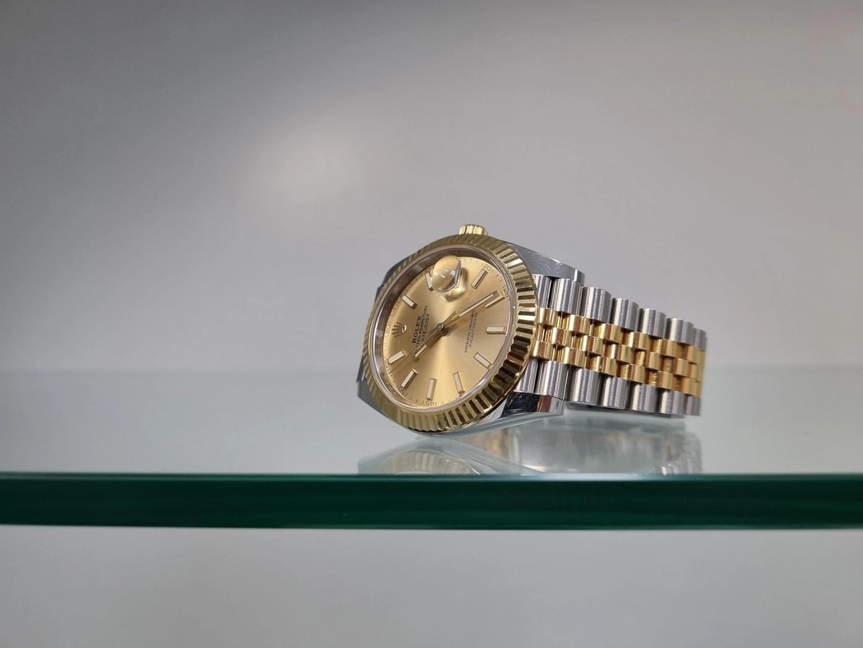 Rolex® Datejust 41 (41mm | 샴페인 다이얼 | 바 인덱스 | 옐로우골드 | 플루쥬빌)