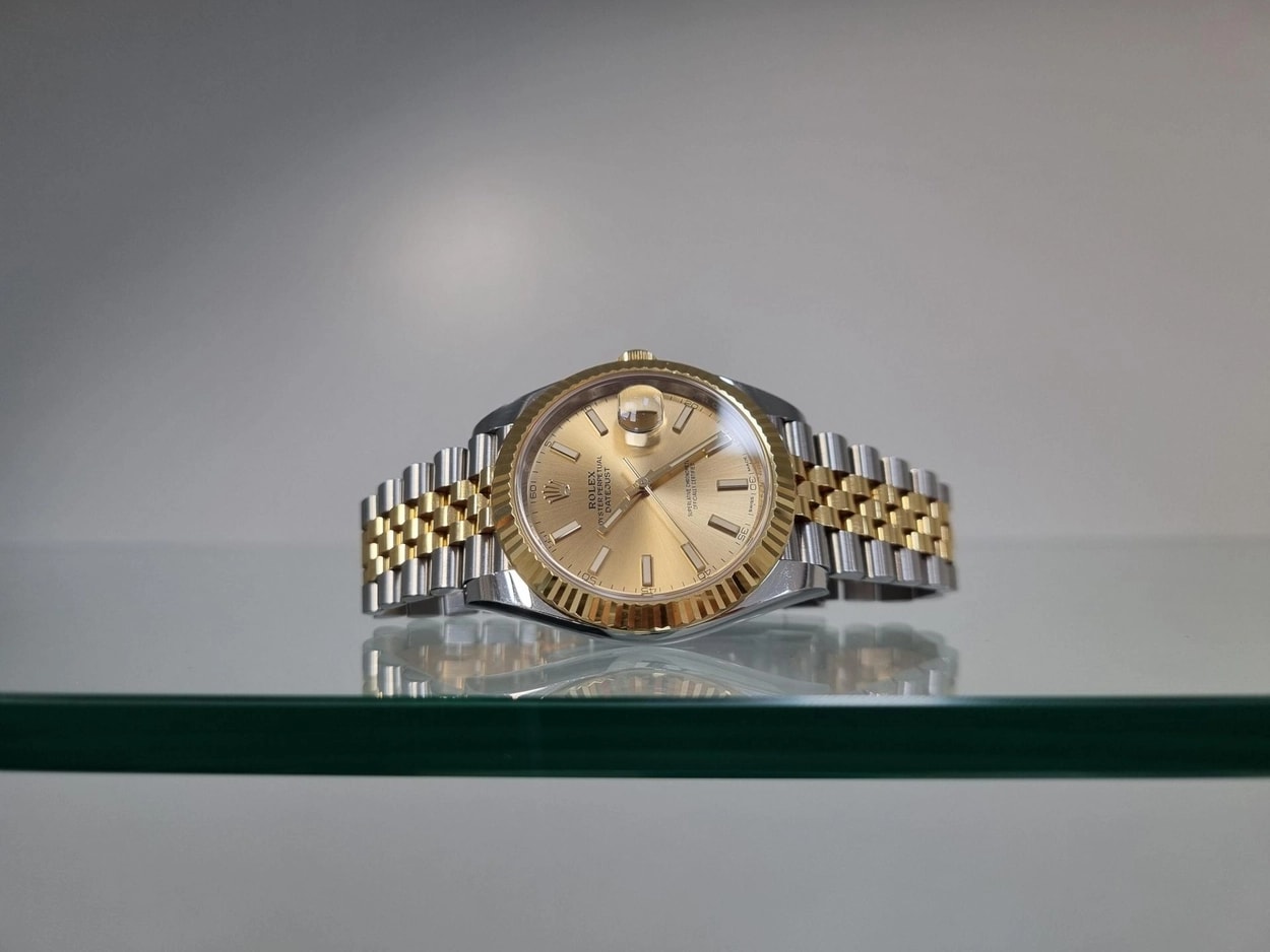 Rolex® Datejust 41 (41mm | 샴페인 다이얼 | 바 인덱스 | 옐로우골드 | 플루쥬빌)