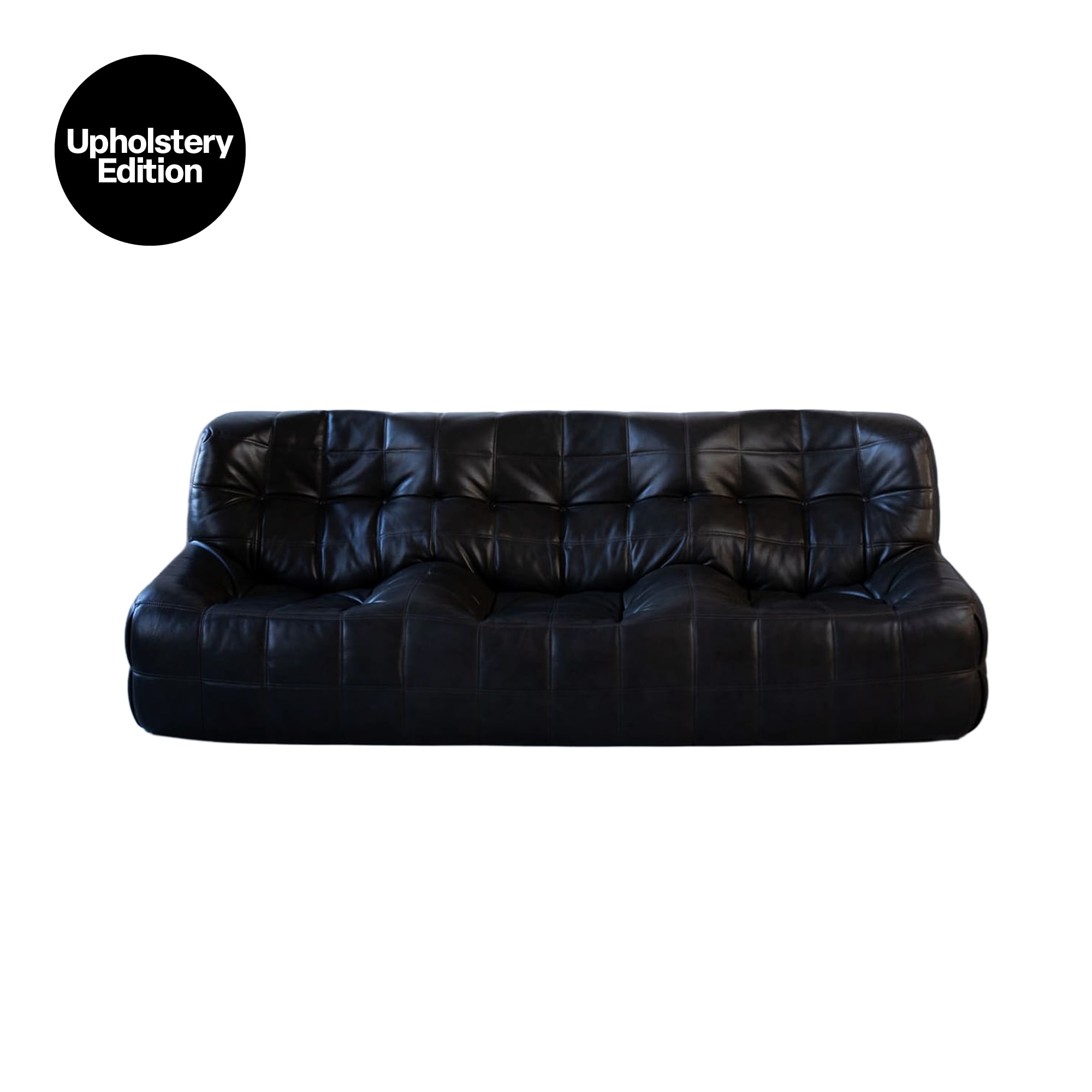 (UPHOLSTERY EDITION) 카시마소파 | Vintage Black Leather Kashima 3-Seat Sofa