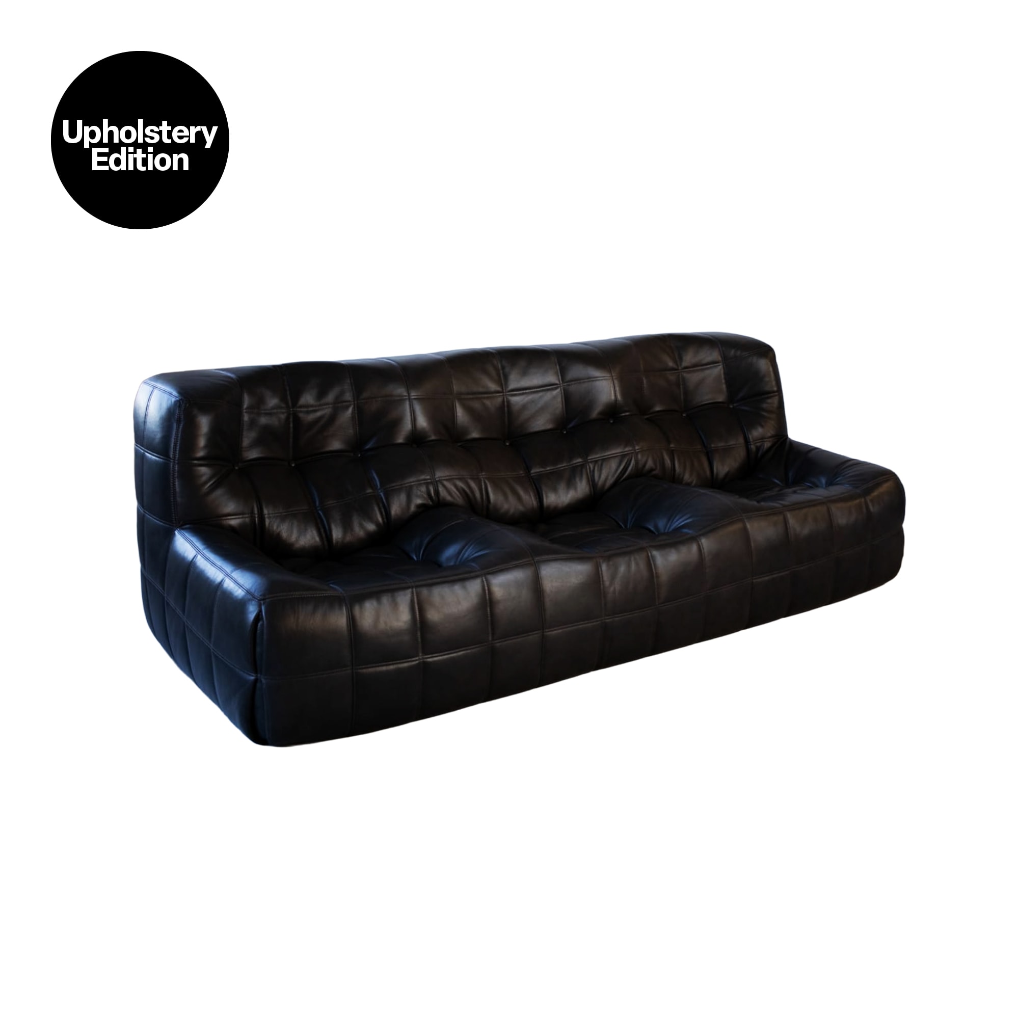(UPHOLSTERY EDITION) 카시마소파 | Vintage Black Leather Kashima 3-Seat Sofa