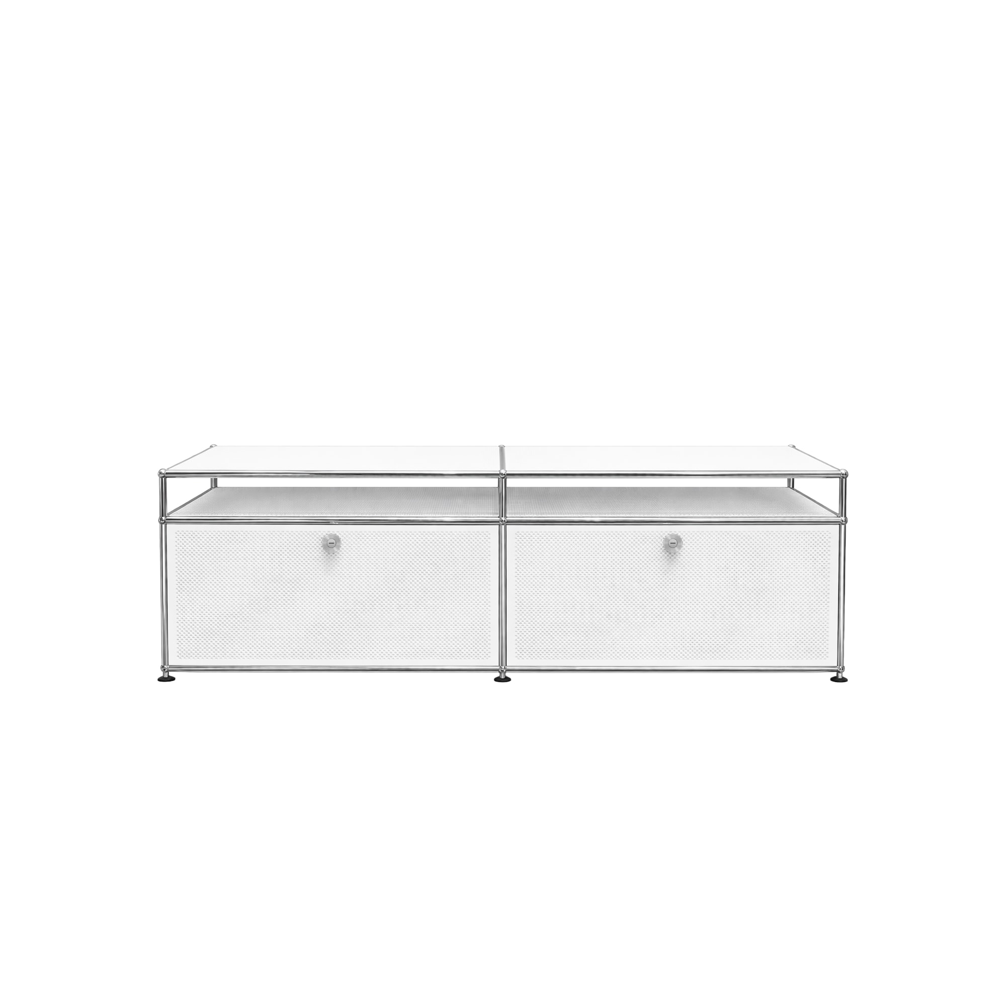 USM Haller | 2x1 Open Shelf Configuration (with top shelf, Perforated Panel)