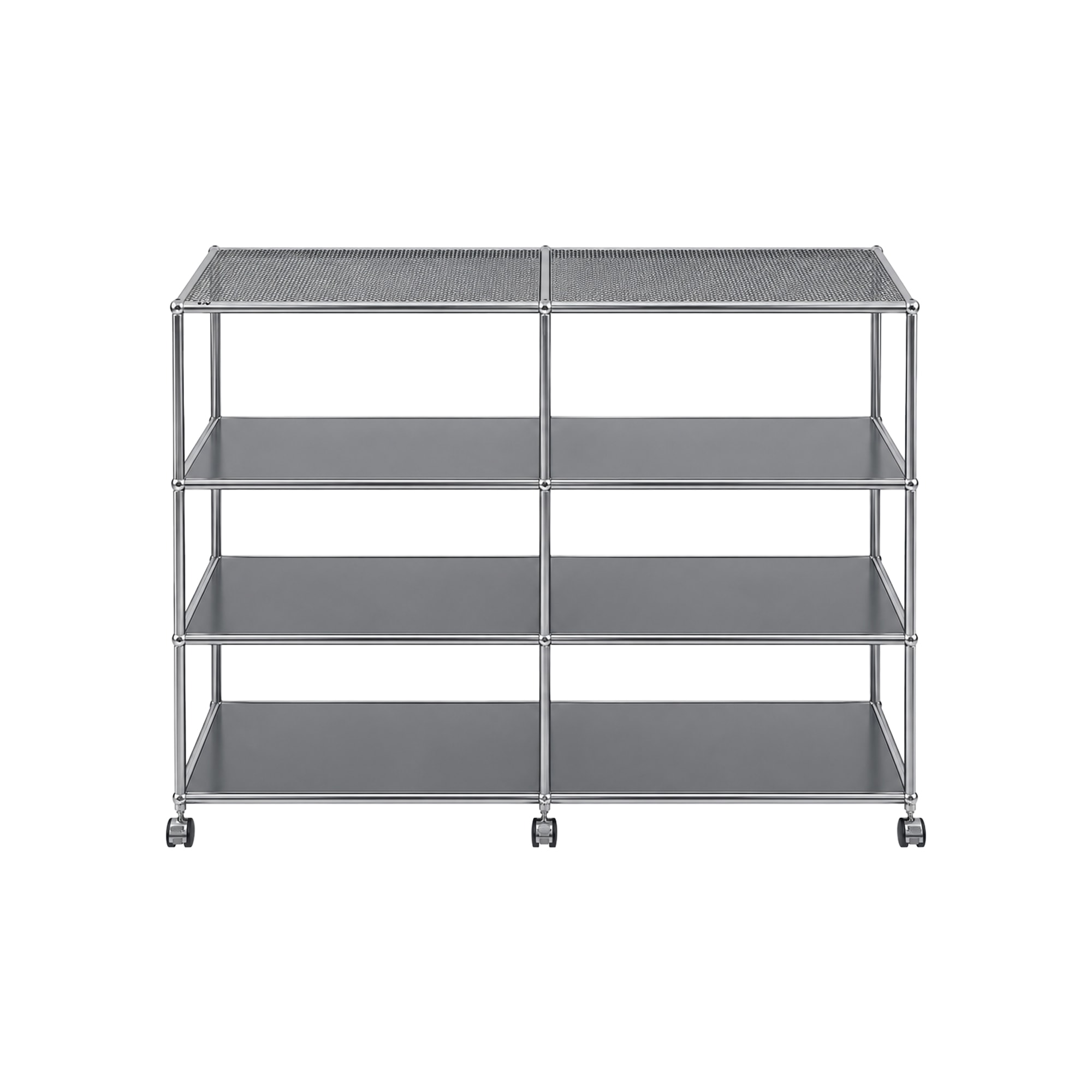USM Haller | 2x3 Open Shelf Unit with Perforated Top & Casters