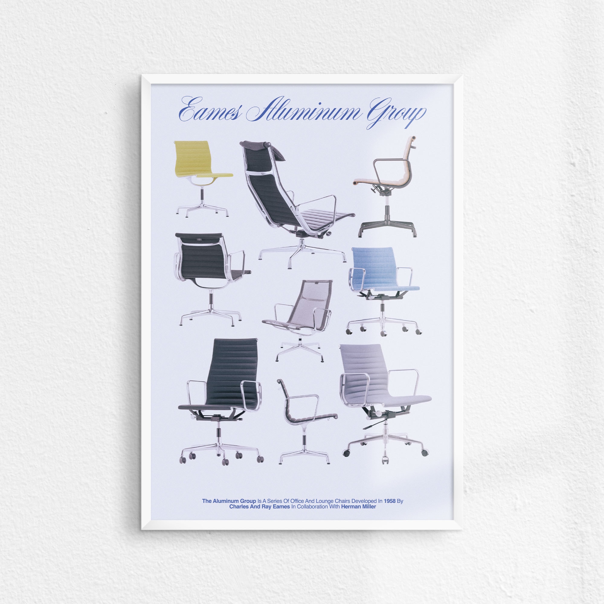 Eames Aluminum Group (82x115cm Poster + Aluminum Frame)