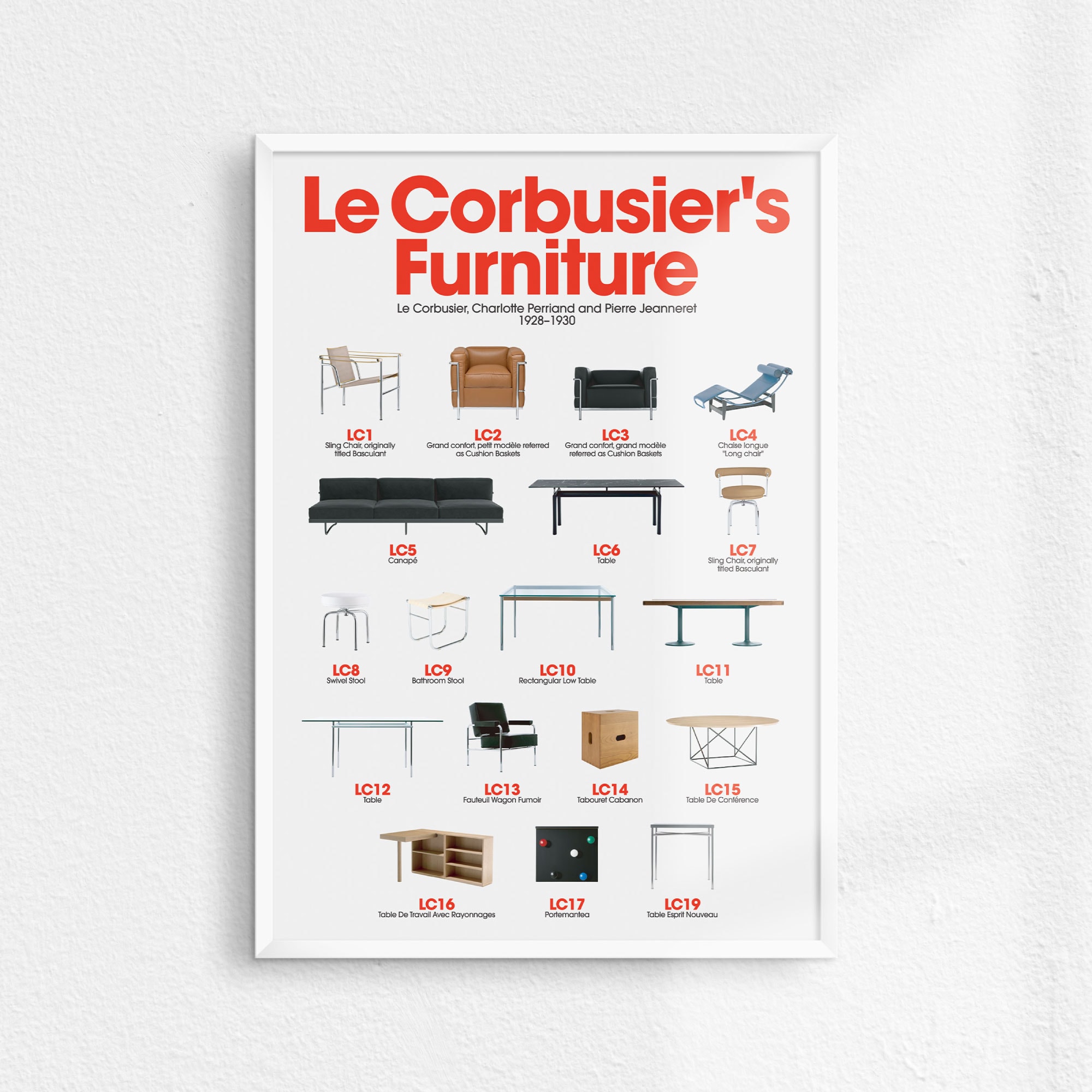 Le Corbusier's Furniture (82x115cm Poster + Aluminum Frame)