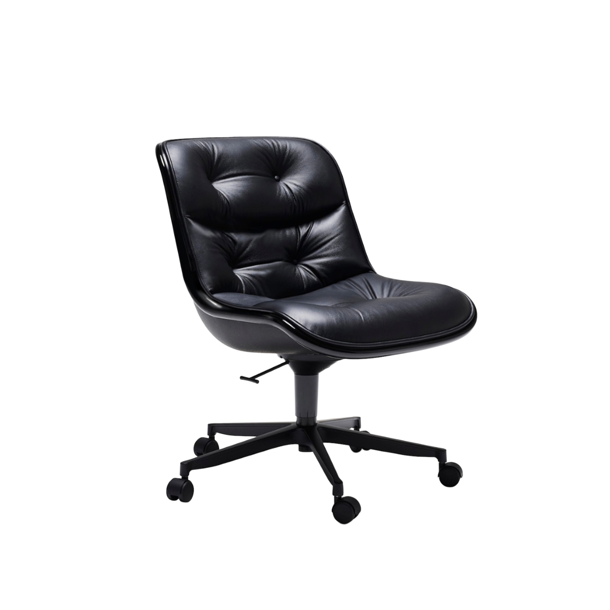 Knoll | Pollock Executive Armless Chair (Black Leather/Black Body)