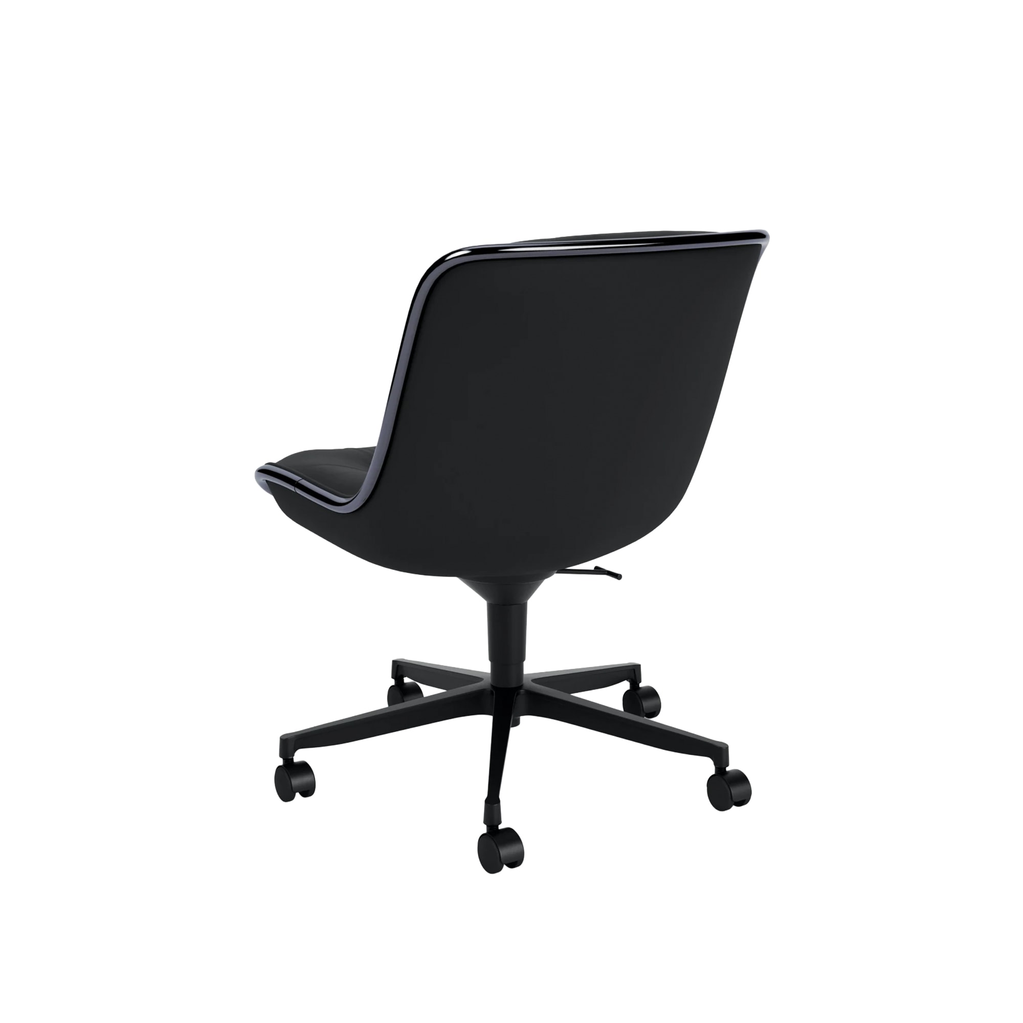 Knoll | Pollock Executive Armless Chair (Black Leather/Black Body)