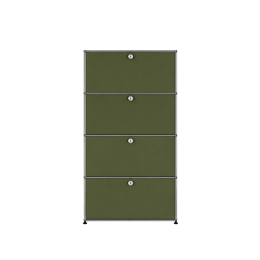 USM Haller | 1x4 Module Highboard (Olive Green | RAL 6003)