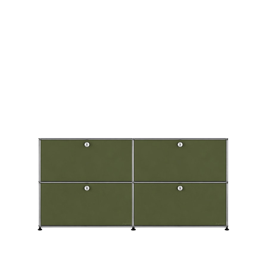 USM Haller | 2x2 Module Highboard (Olive Green | RAL 6003)