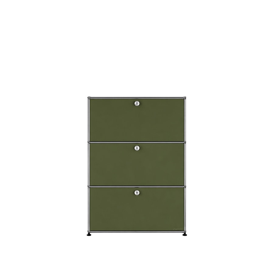 USM Haller | 1x3 Module Highboard (Olive Green | RAL 6003)