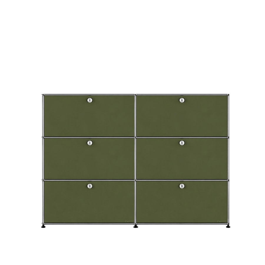 USM Haller | 2x3 Module Highboard (Olive Green | RAL 6003)