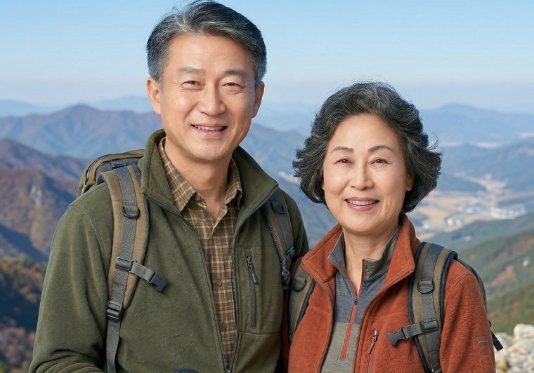 고객이 보낸 등산복 차림의 부부 사진