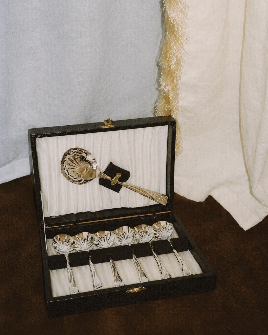 Vintage Chrome Plated Spoon & Serving Spoon Set