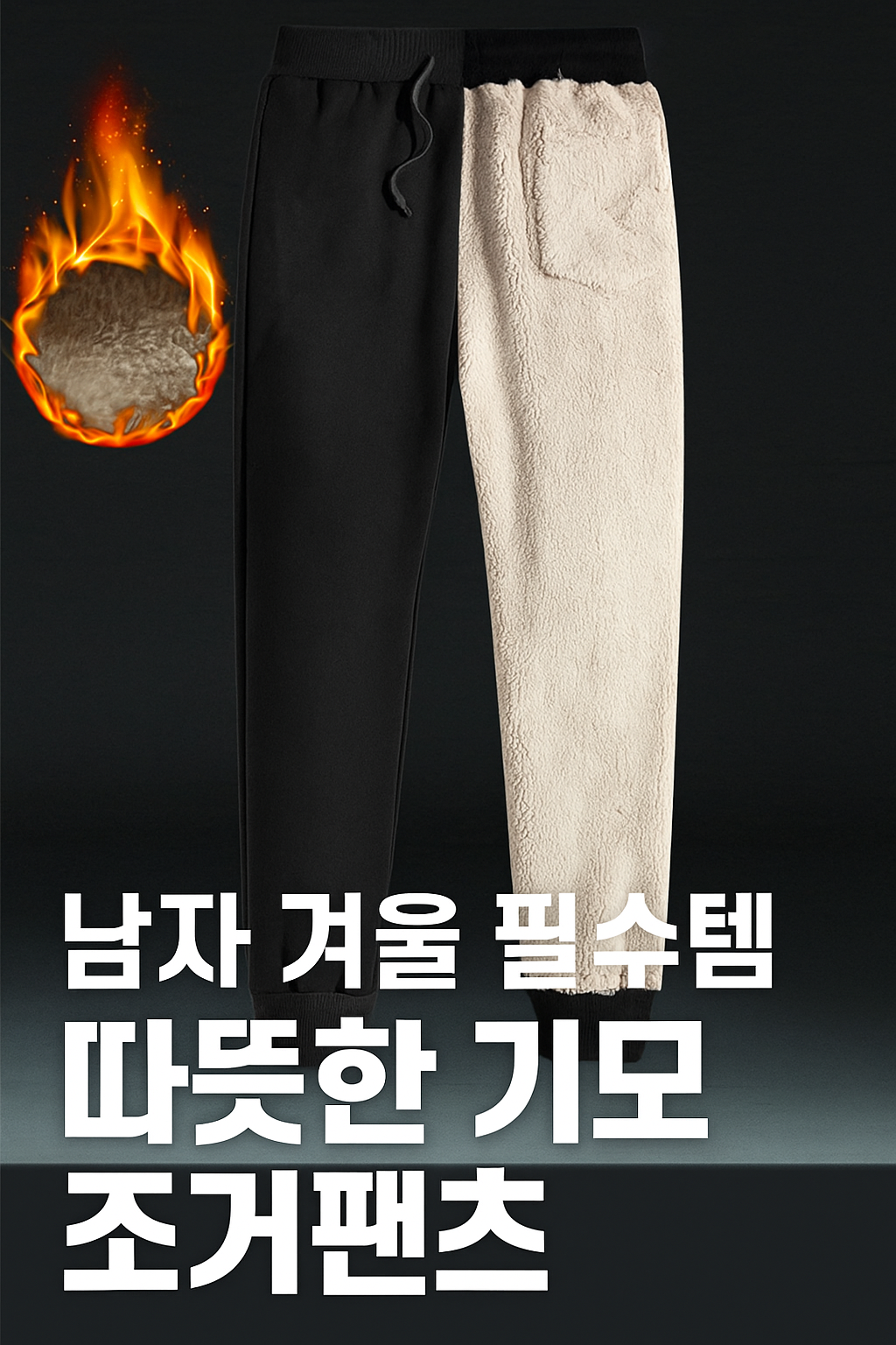 남자 겨울 방한 바지 왕기모 양털 조거팬츠 트레이닝 데일리룩 (오후 2시 마감 당일출고)