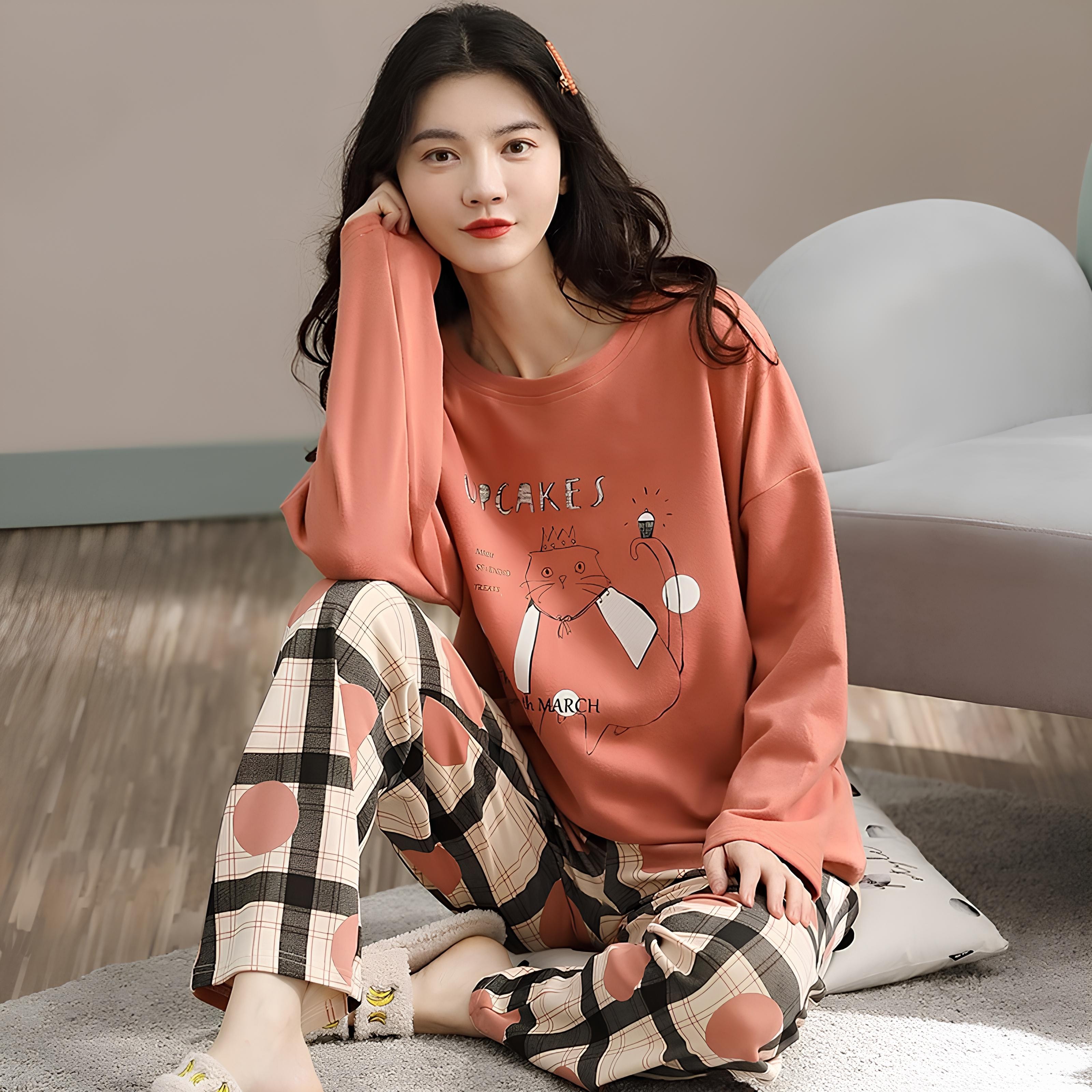 행사날 여성 잠옷 세트 원피스 빅사이즈 편안함 여자 잠옷 데일리 파자마