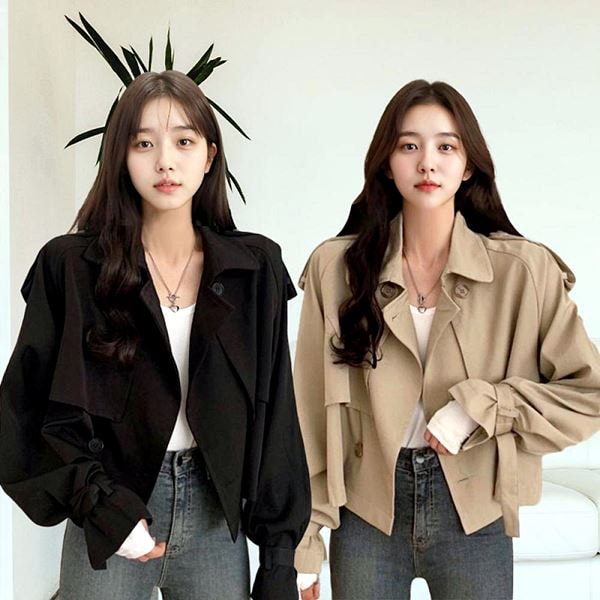 행사날 여성 크롭 자켓 숏 트렌치 자켓 간절기 필수 데일리 아우터 오피스룩