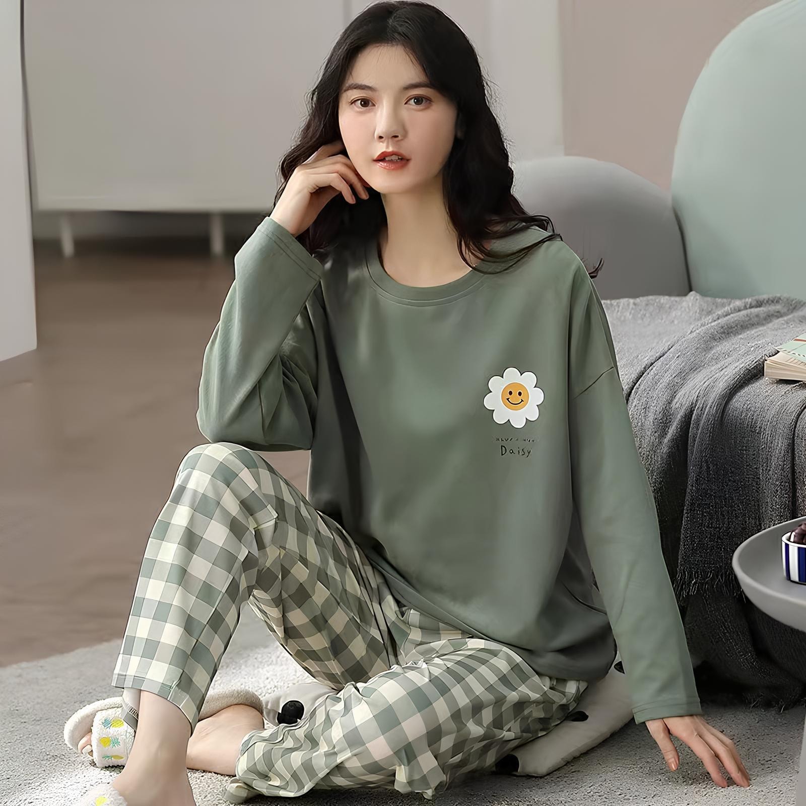 행사날 여성 잠옷 세트 원피스 빅사이즈 편안함 여자 잠옷 데일리 파자마