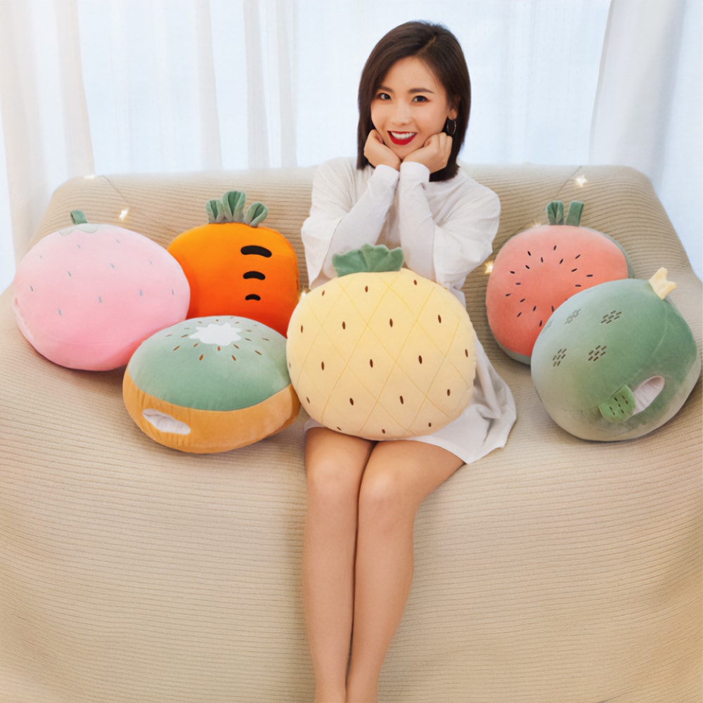 행사날 과일 캐릭터 쿠션 극세사 담요 세트 다용도 사무실 소파용 무릎담요 [오후 2시 전 당일배송]