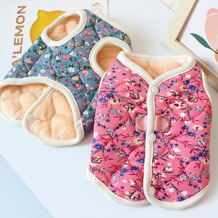 고양이 털안감 산책 방한 외투 핑크 블루 S~2XL 강아지 누빔 패딩 조끼 (오후 4시 마감 당일출고)