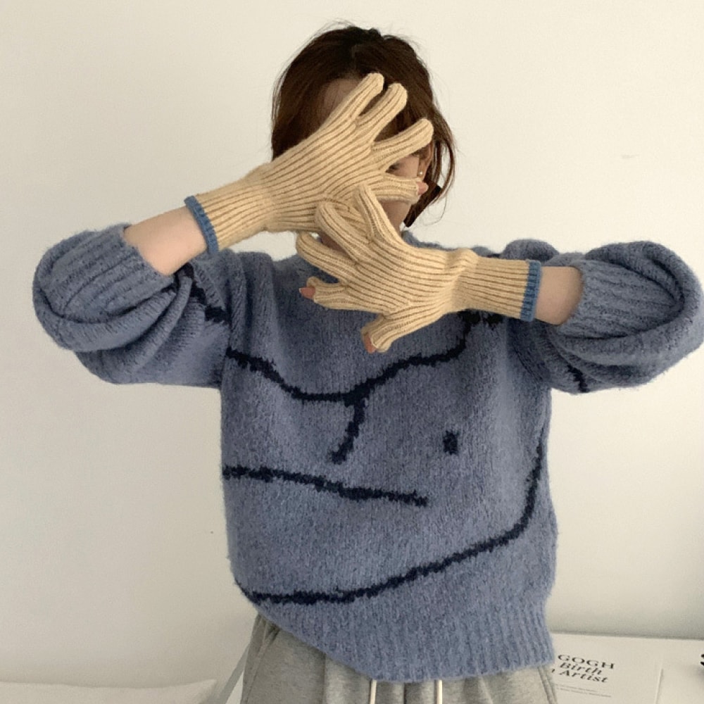 행사날 스마트폰 터치 니트 장갑 기모 안감 겨울 손가락 장갑 데일리 방한 이어워머 세트 [오후 1시 전 당일배송]