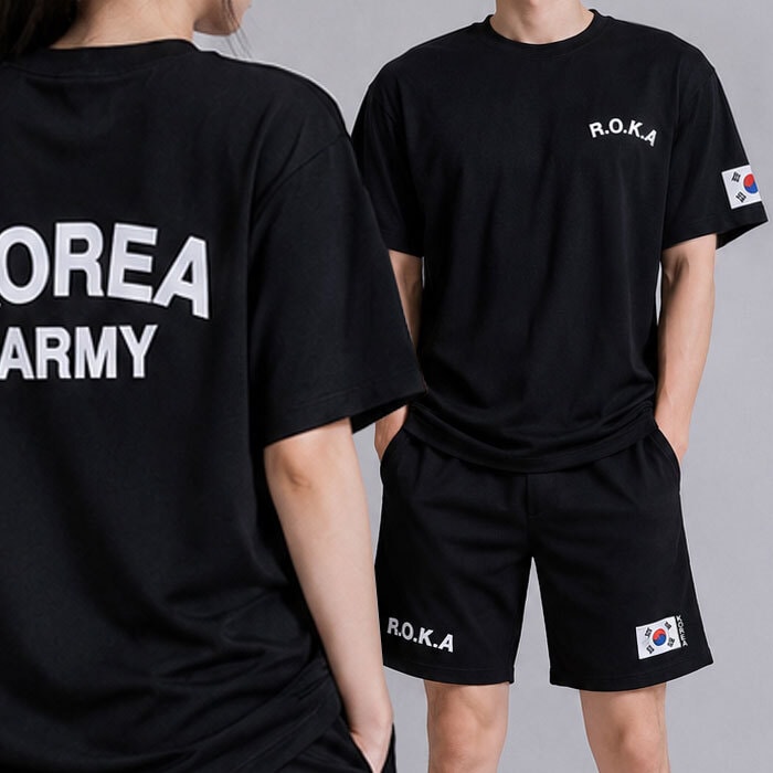 행사날 로카 ROKA 아미 반팔 티셔츠 숏팬츠 세트 쿨 스포츠 기능성 활동복 [오후 3시 전 당일배송]