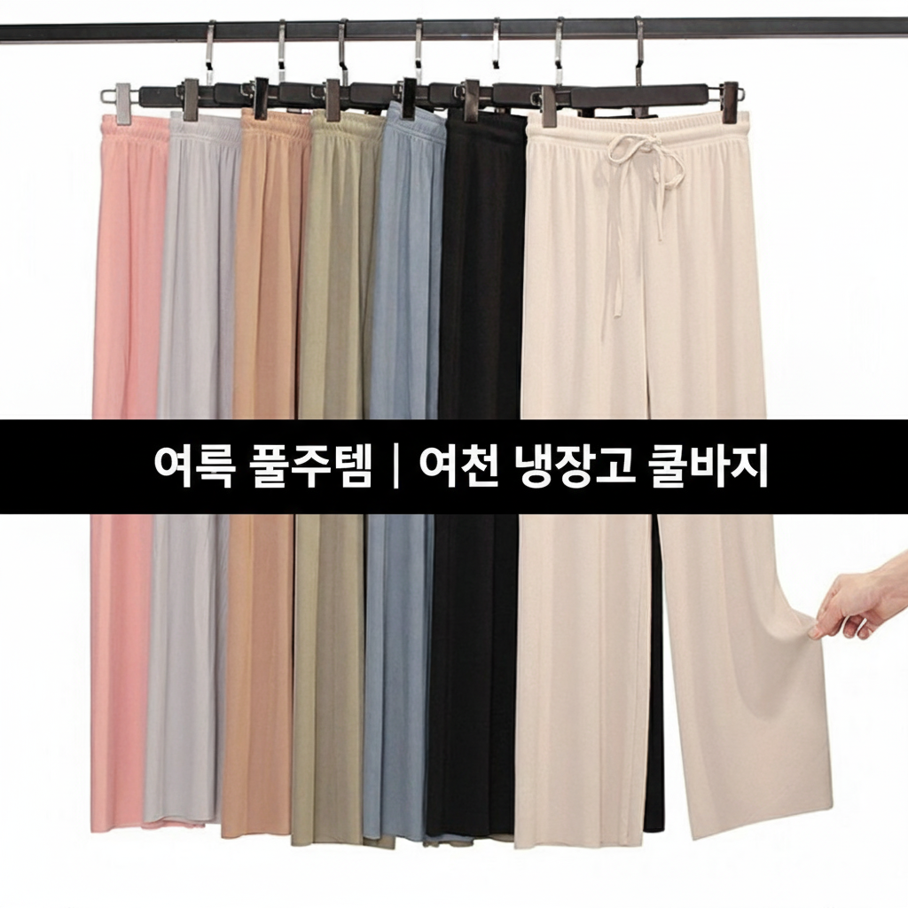 여성 쿨바지 & 냉장고 바지 (여름 필수 냉감 재질 아이스 팬츠 통바지 밴딩바지 시원한 바지) - 행사날