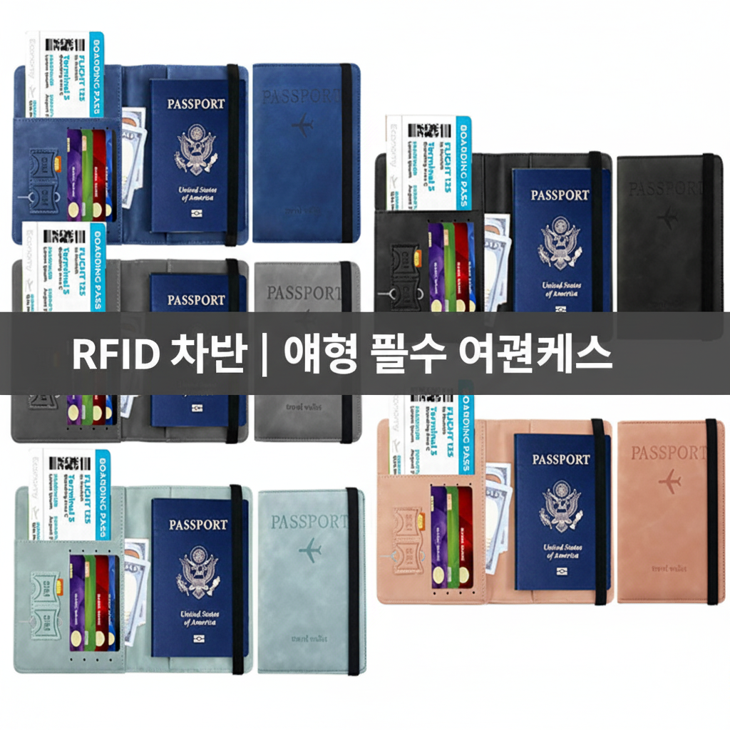 행사날 여권케이스 해킹방지 RFID 차단 여행 필수품 가죽 파우치 지갑
