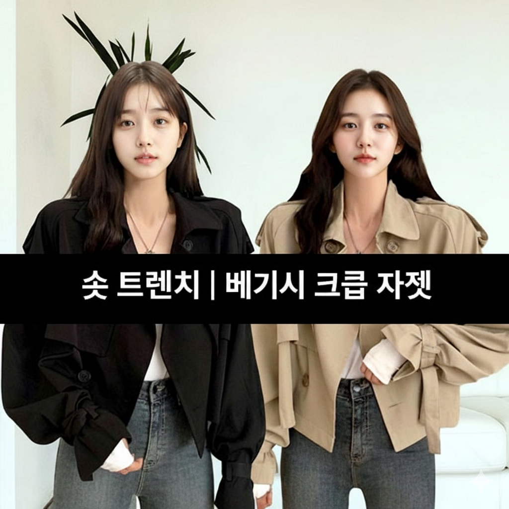 행사날 여성 크롭 자켓 숏 트렌치 자켓 간절기 필수 데일리 아우터 오피스룩