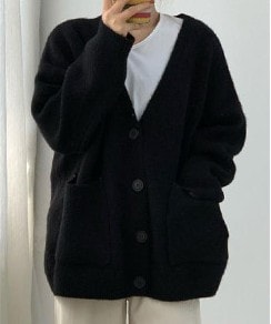 여성 루즈핏 브이넥 울 가디건 데일리 오버핏 가을 겨울 니트 (오전 10시 마감 당일출고)