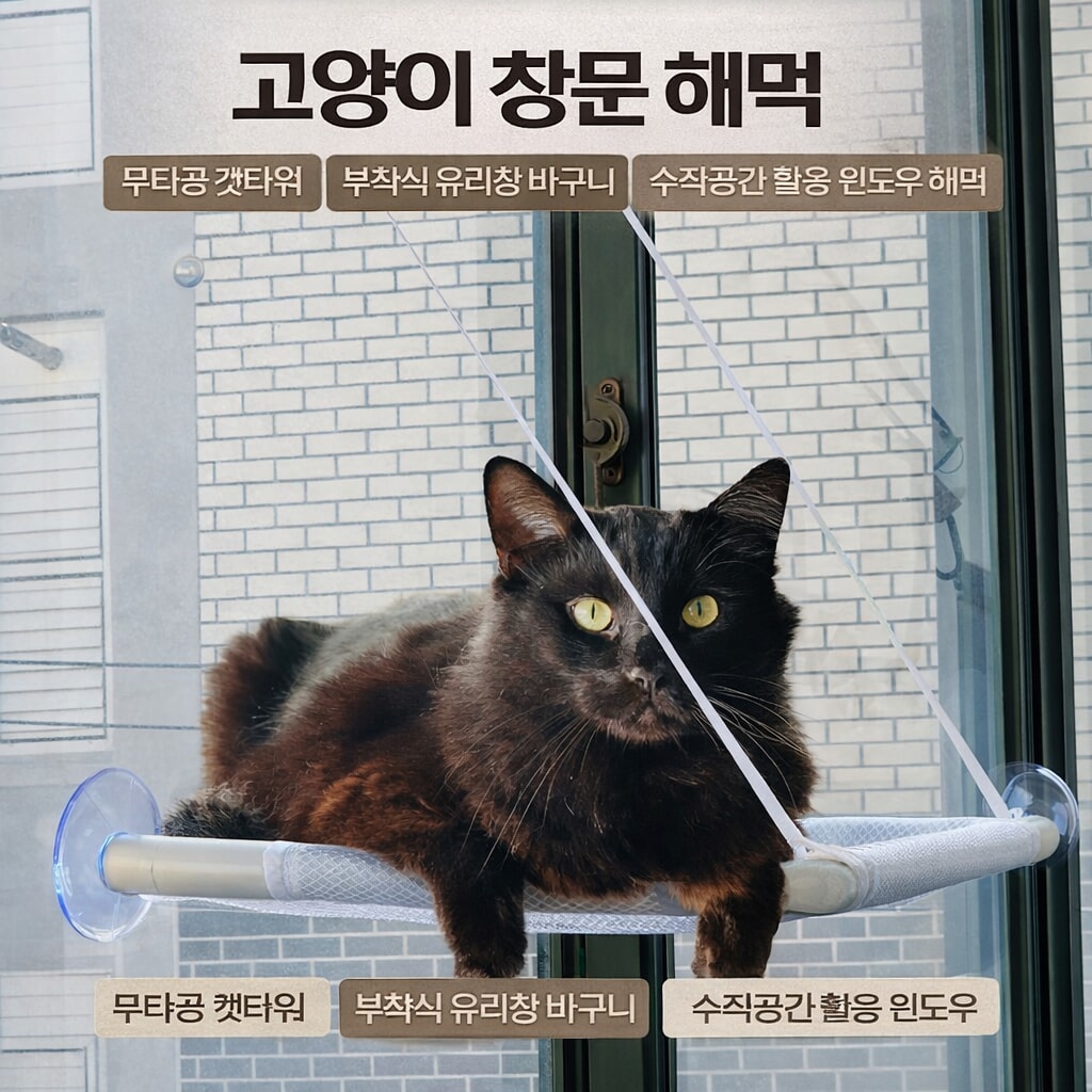 수직공간 활용 고양이 창문 해먹 윈도우 바구니 강아지 일광욕 쉼터 (오후 1시 마감 당일출고)