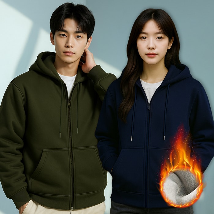 행사날 남녀공용 웜코어 기모 후드집업 남자 여자 오버핏 루즈핏 데일리 커플 후드 [오후 3시 전 당일배송]