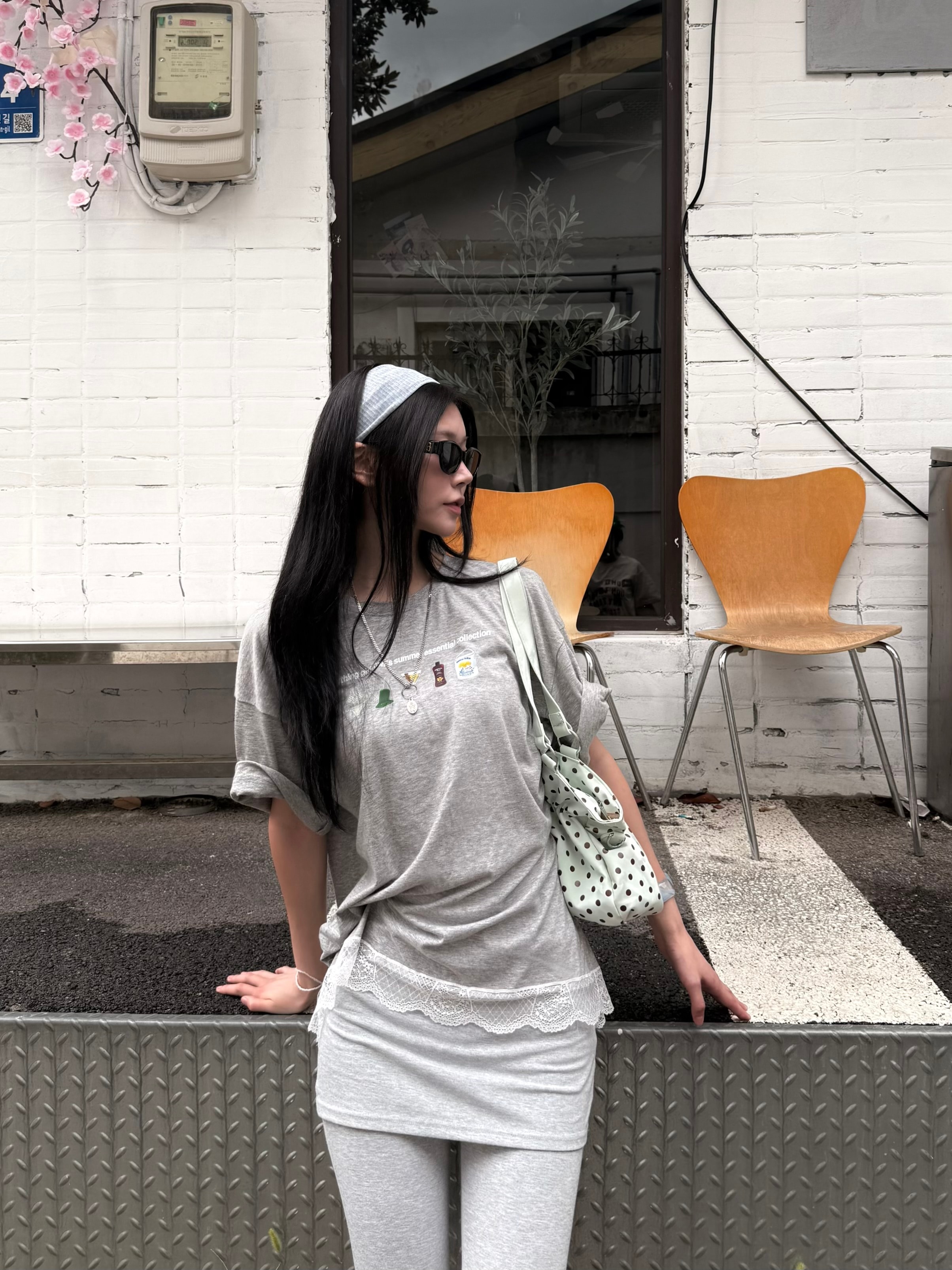 26ss 걸스 레이스 오버핏 반팔티