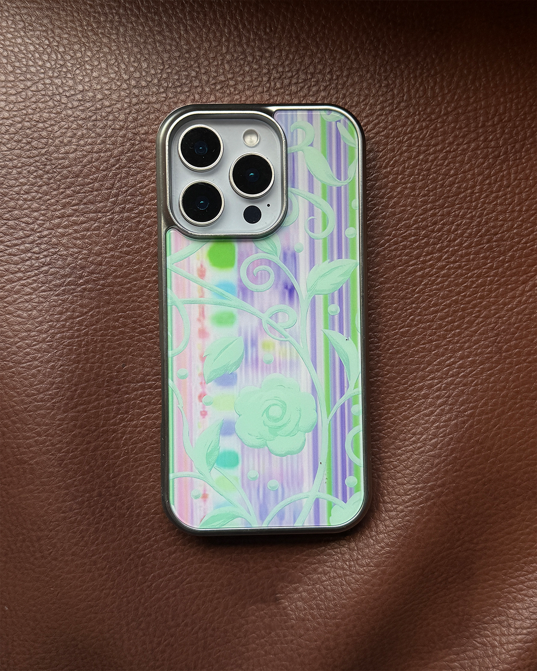 flatf 보라 phone case (silver epoxy, glass)