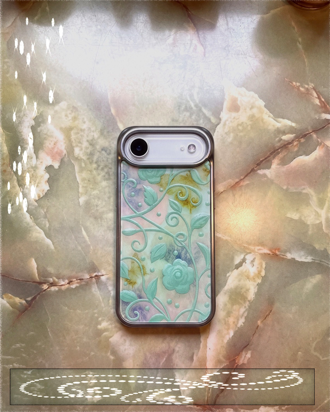 flatf 분홍 phone case (silver epoxy, glass)