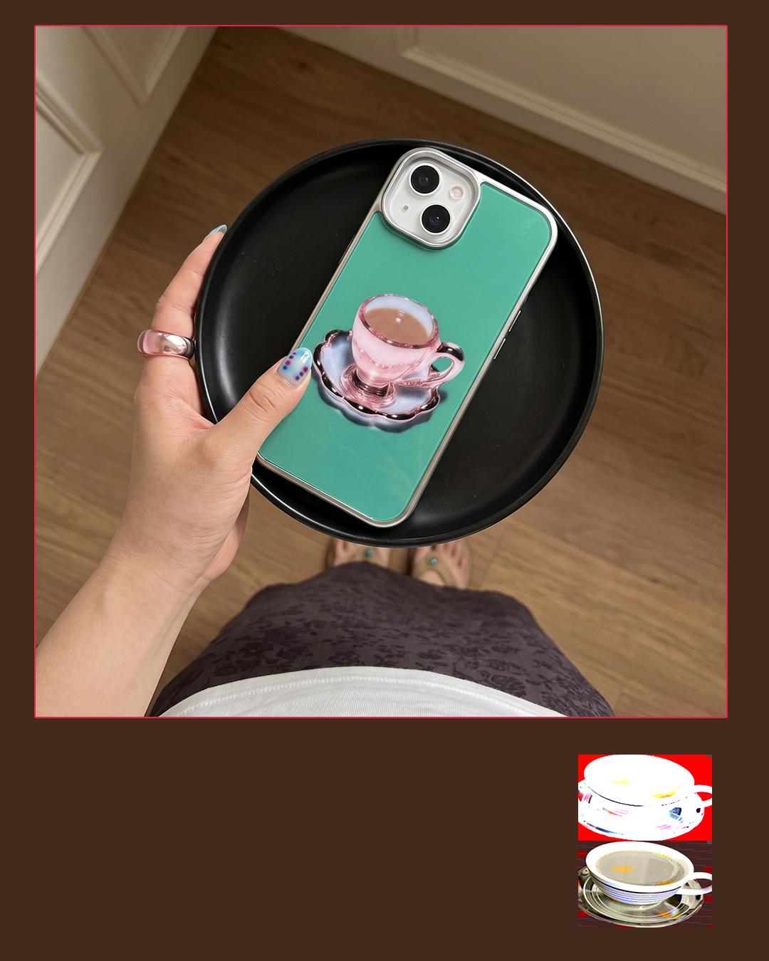 블랙밀크티 phone case (silver glass, epoxy)