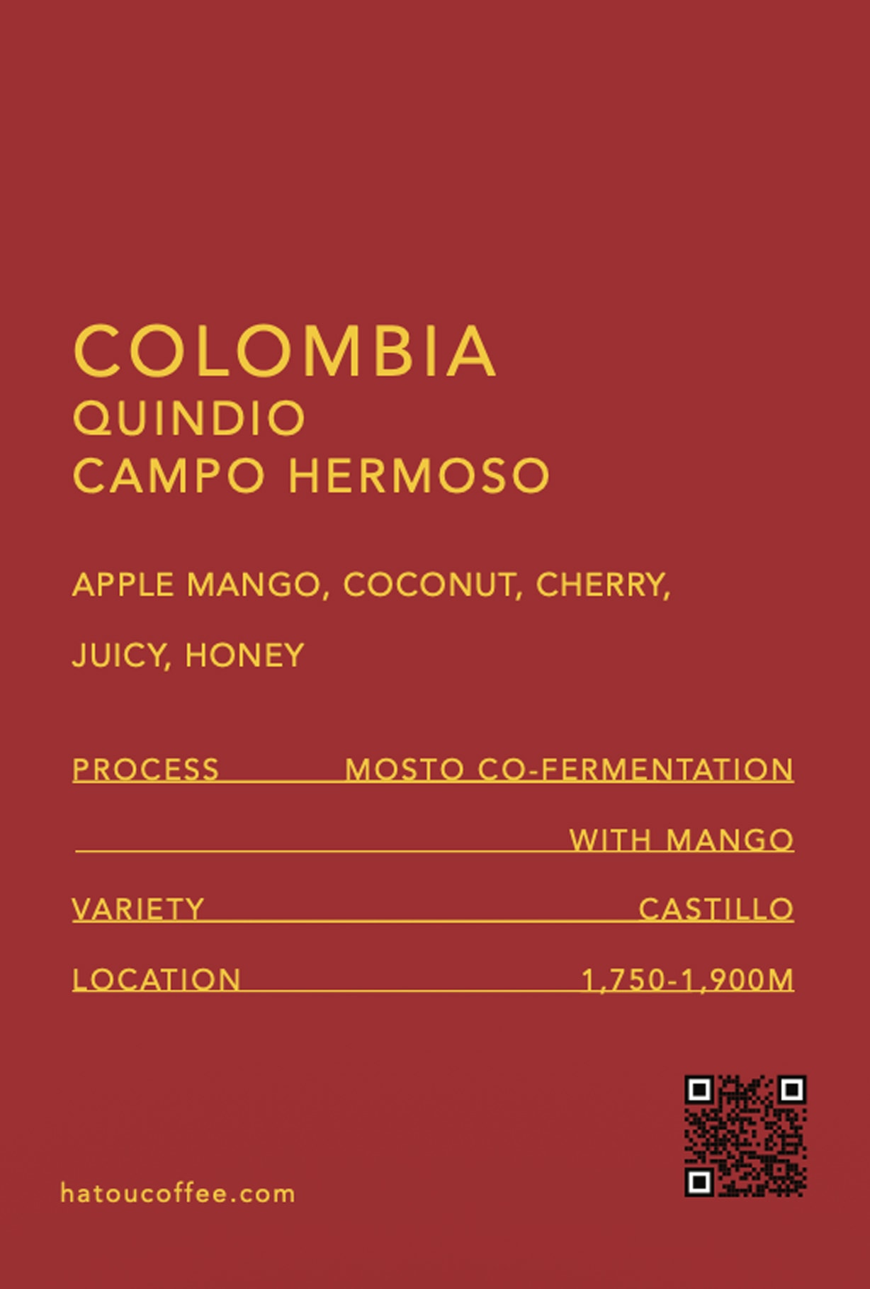 COLOMBIA QUINDIO CAMPO HERMOSO MANGO
