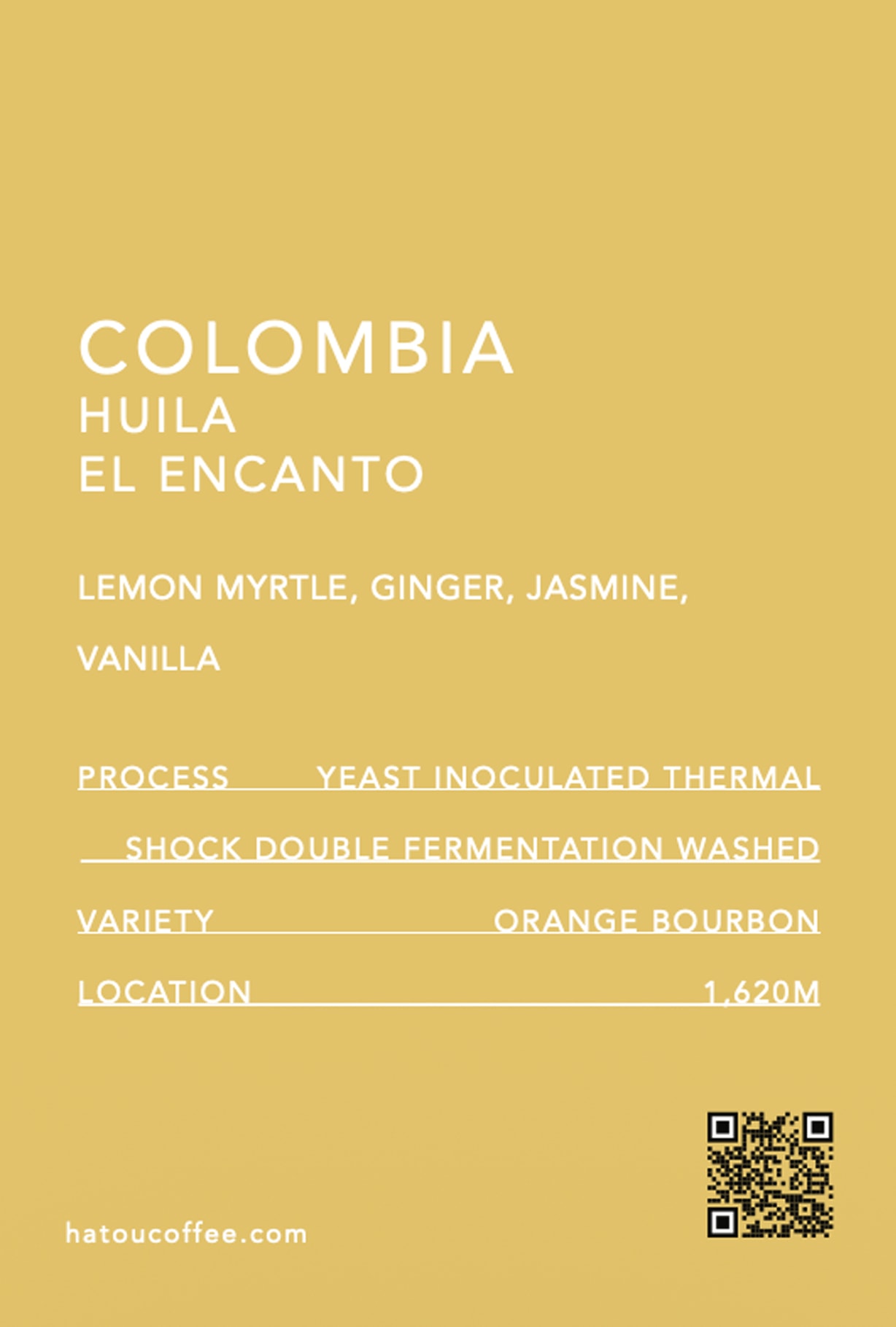 COLOMBIA HUILA EL ENCANTO ORANGE BOURBON