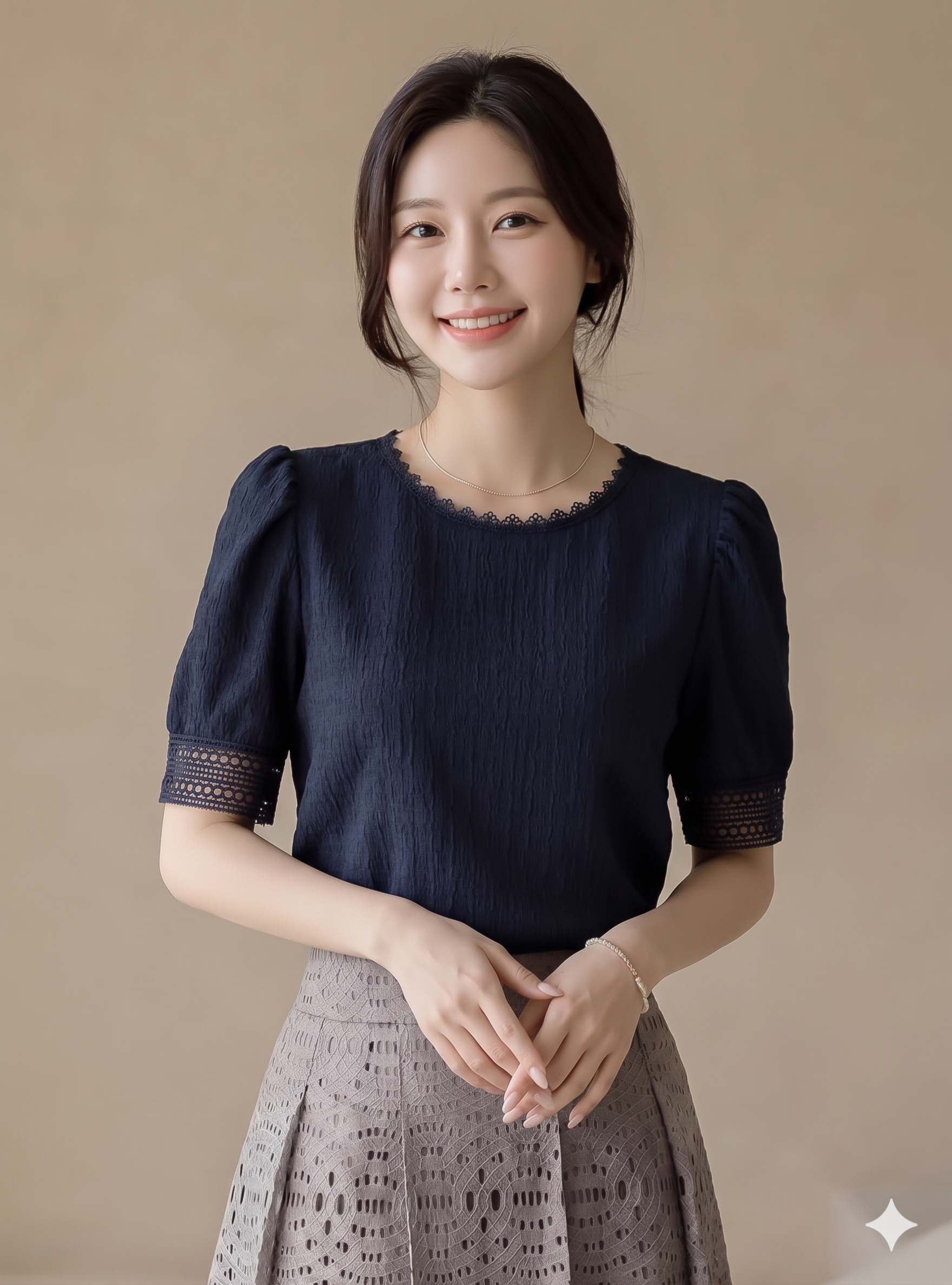 [하객룩/출근룩] 벨라 레이스 디테일 퍼프 반팔 블라우스