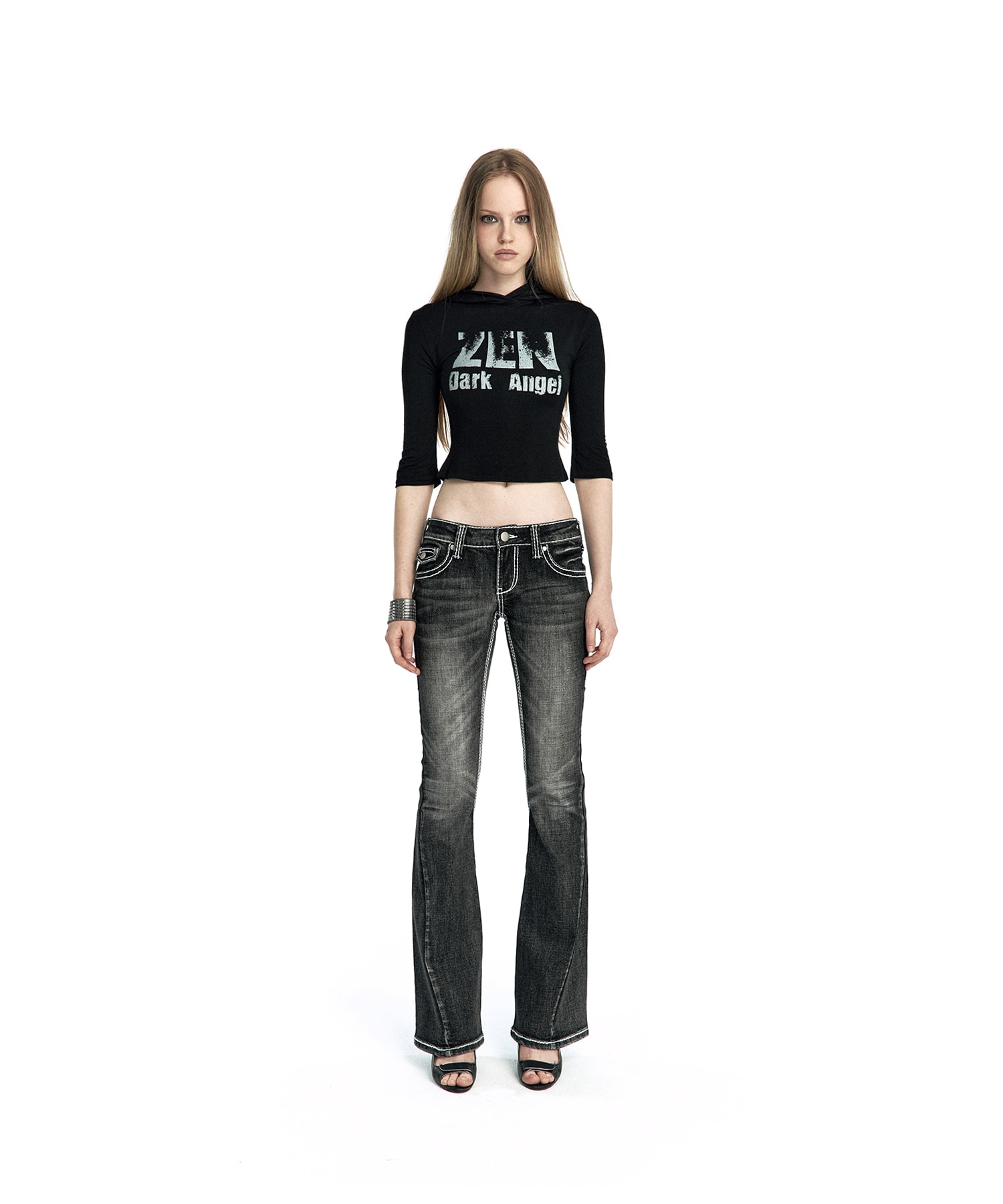 Zen Angel Hoodie Top Black