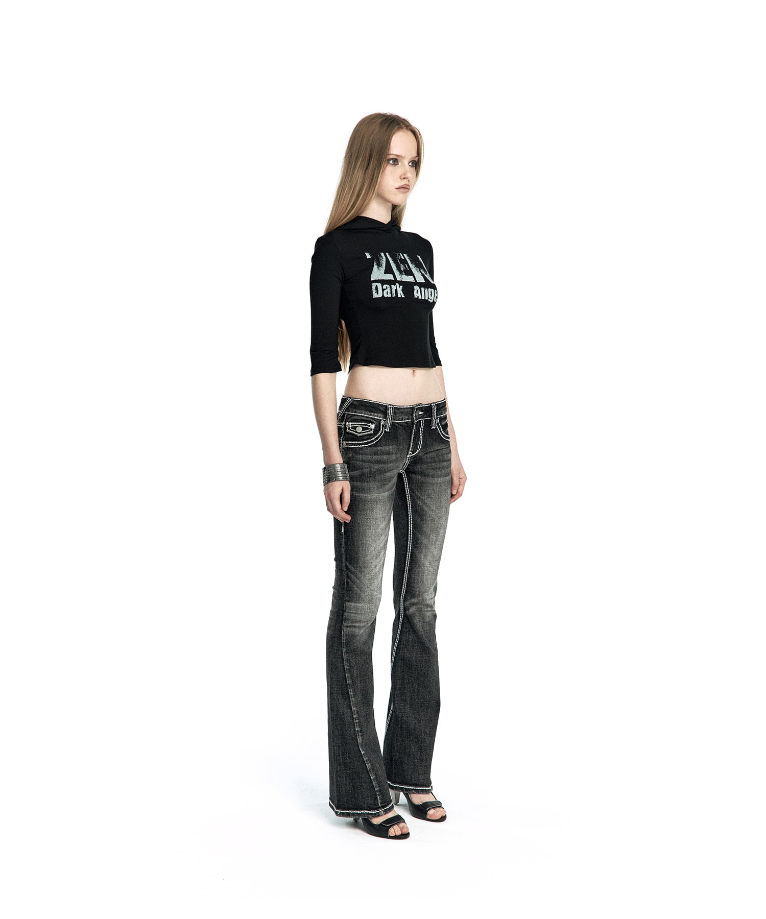 Zen Angel Hoodie Top Black