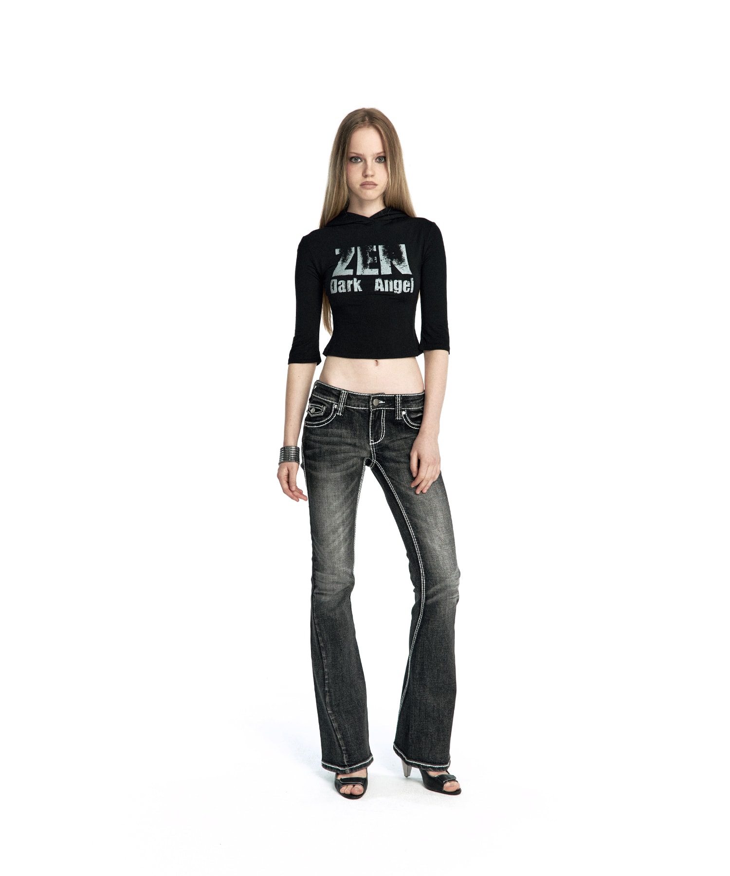 Zen Angel Hoodie Top Black