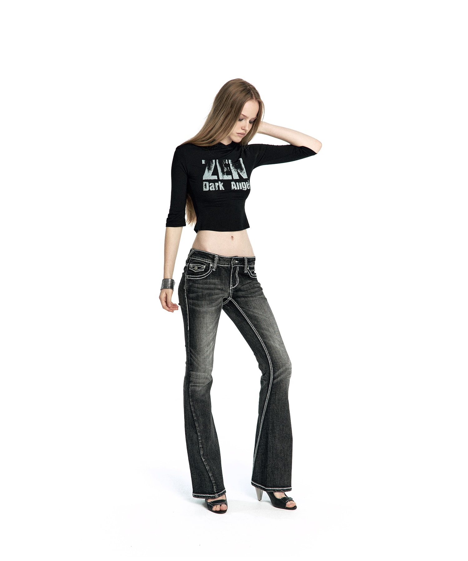 Zen Angel Hoodie Top Black