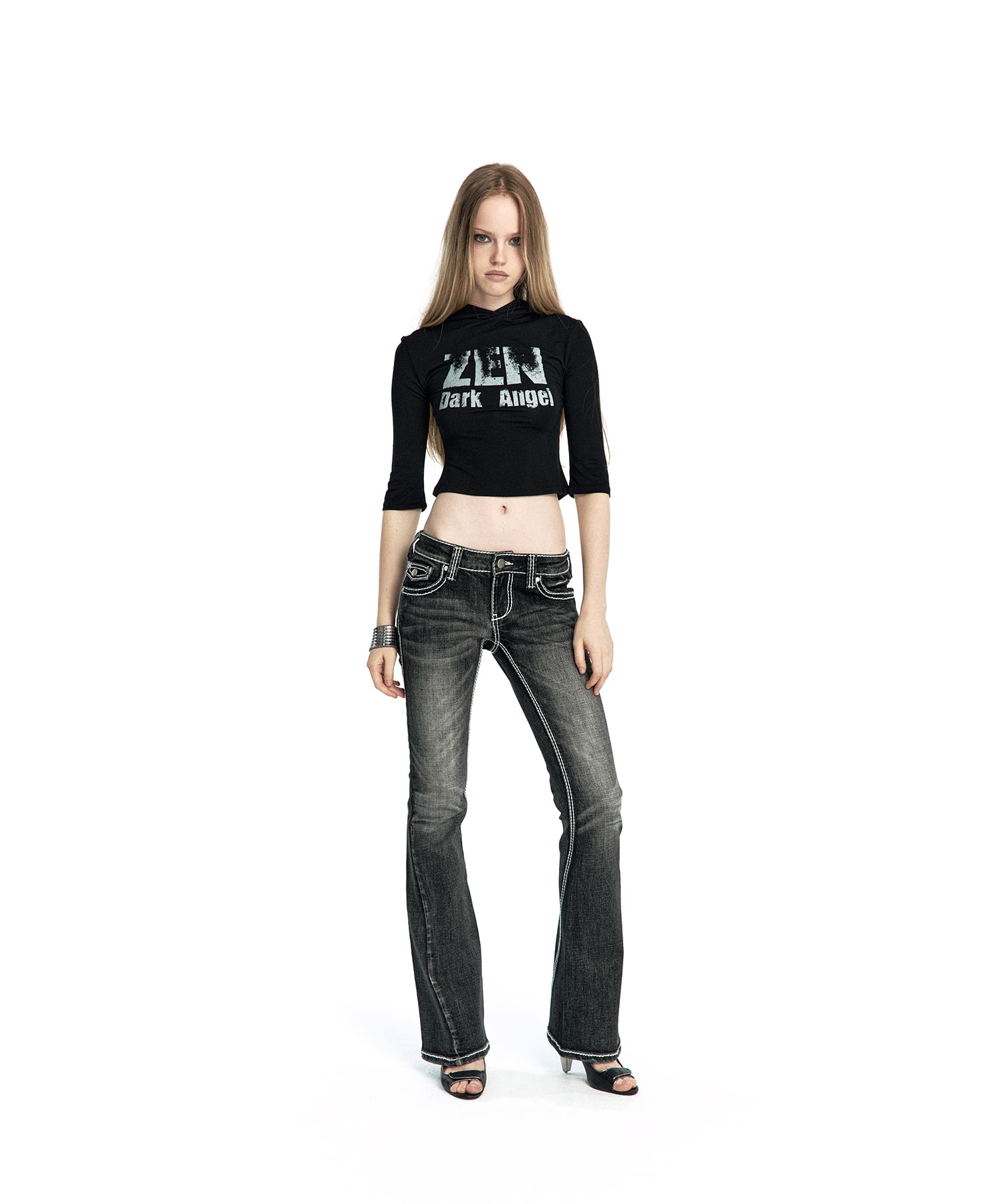 Zen Angel Hoodie Top Black