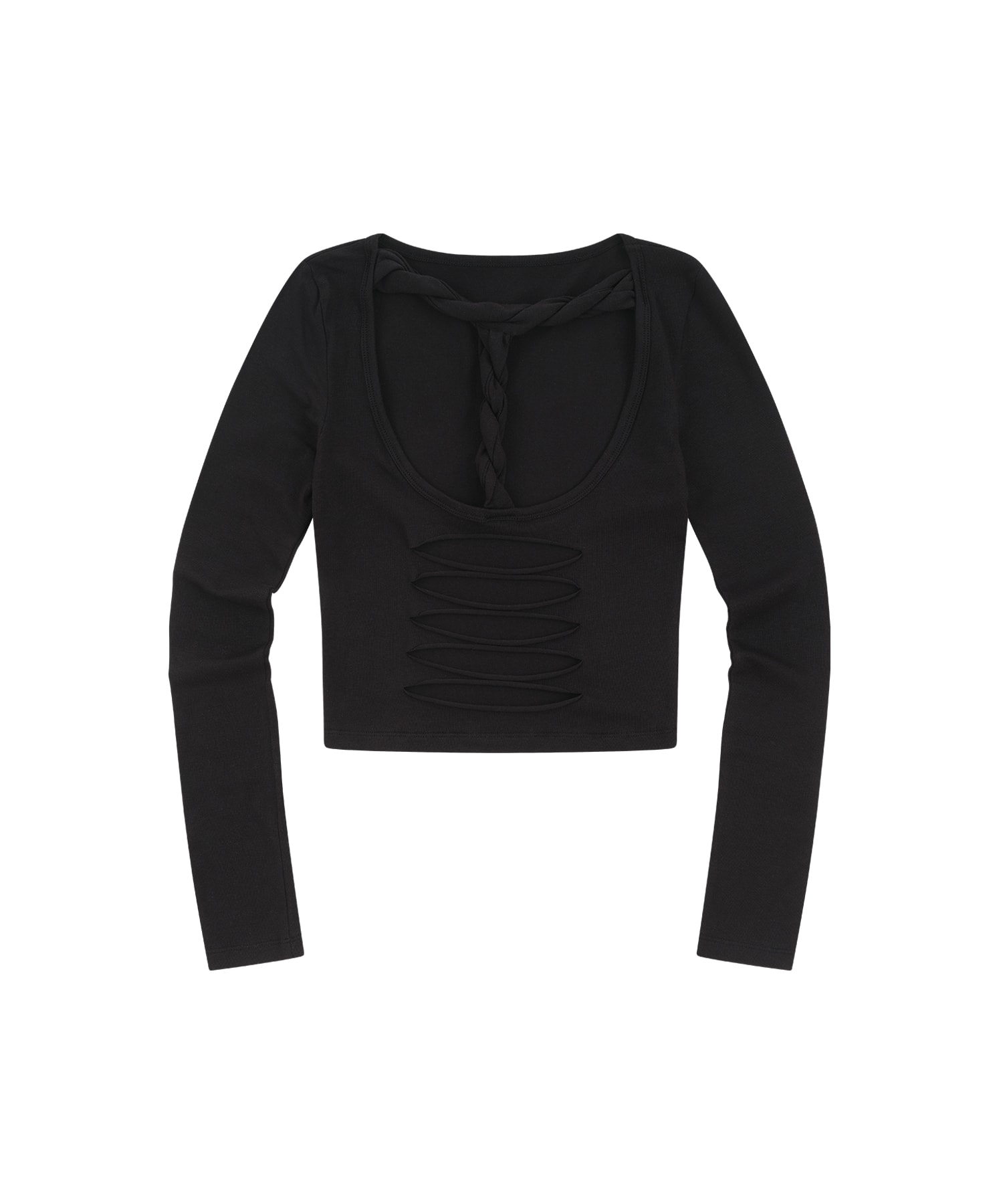 Distressed Braided Longsleeve Black