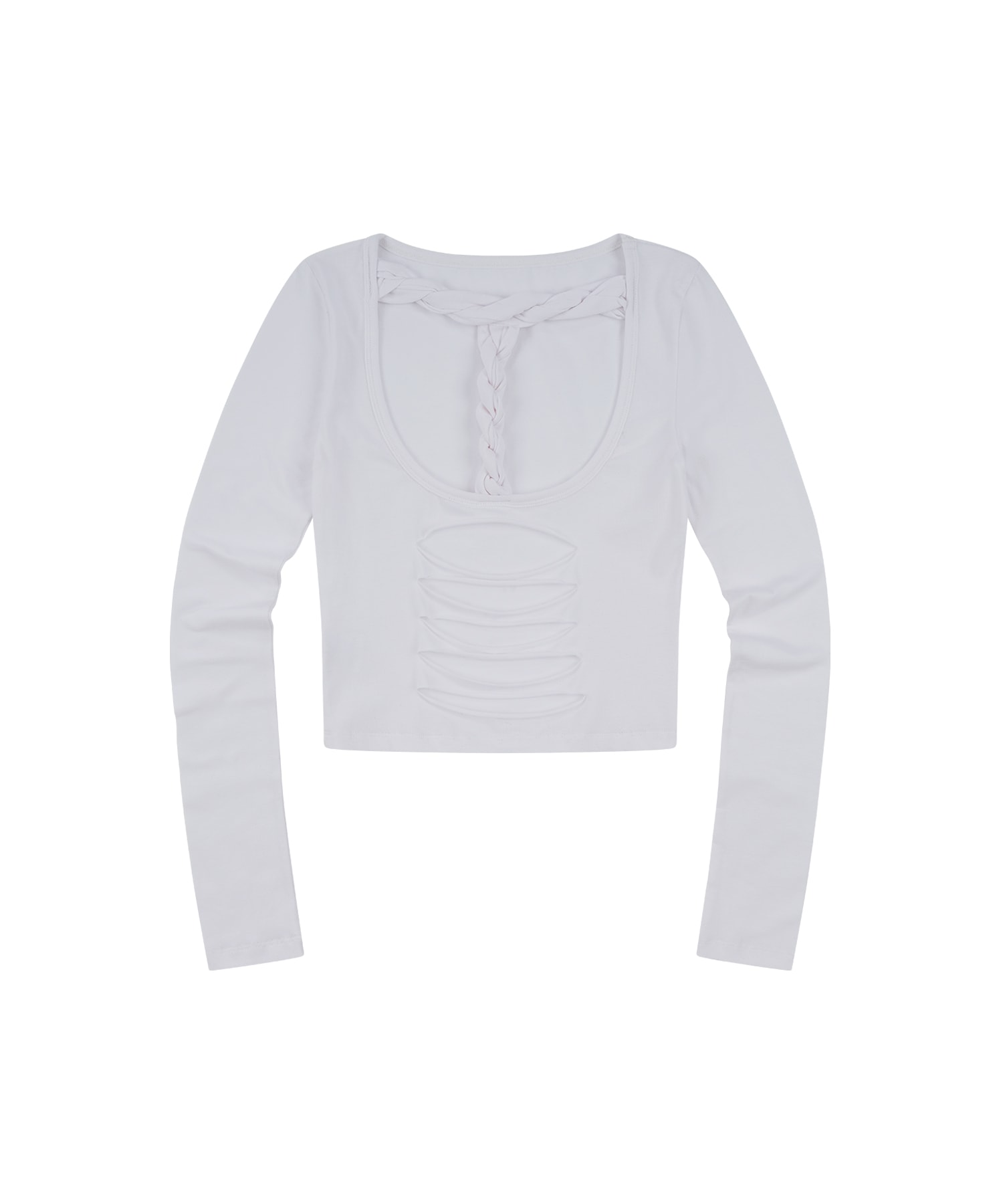 Distressed Braided Longsleeve White