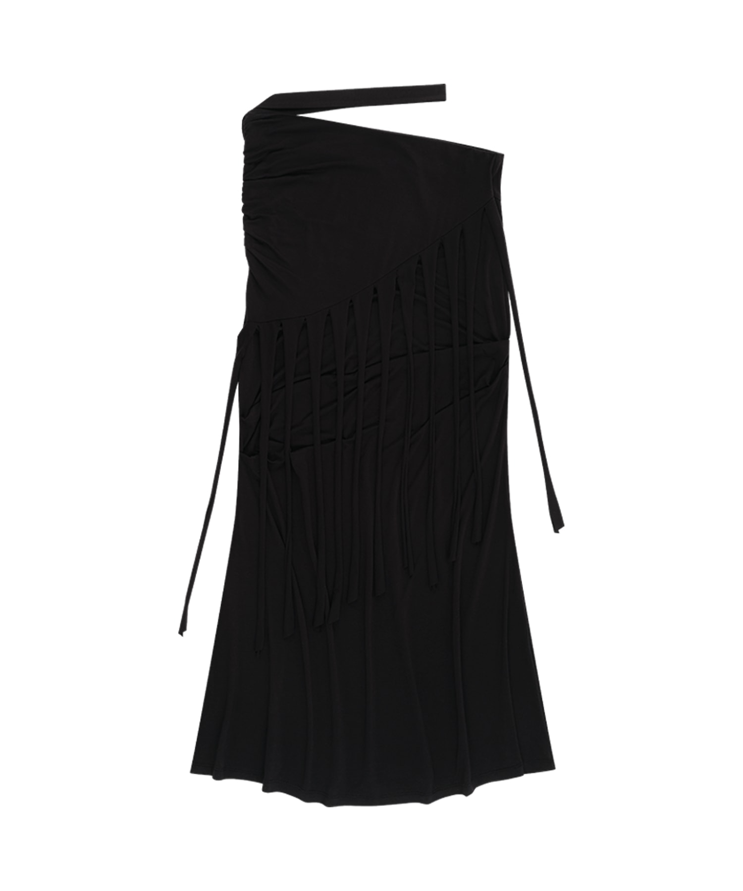 Drop Fringe Asymmetric Skirt