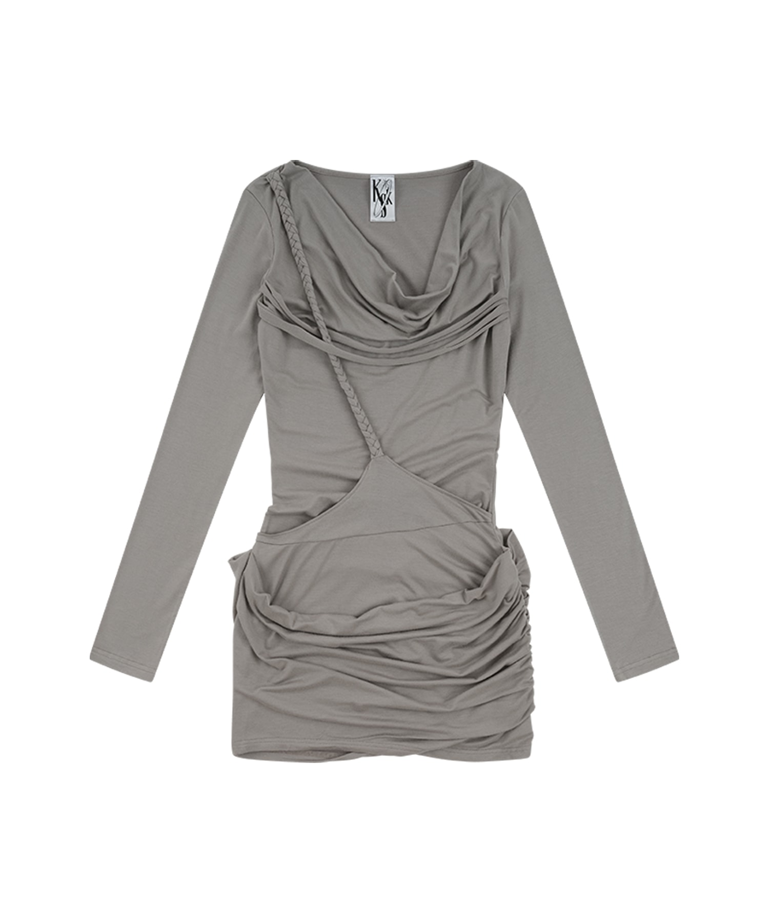 Knot Drop Draped Dress Warm Gray