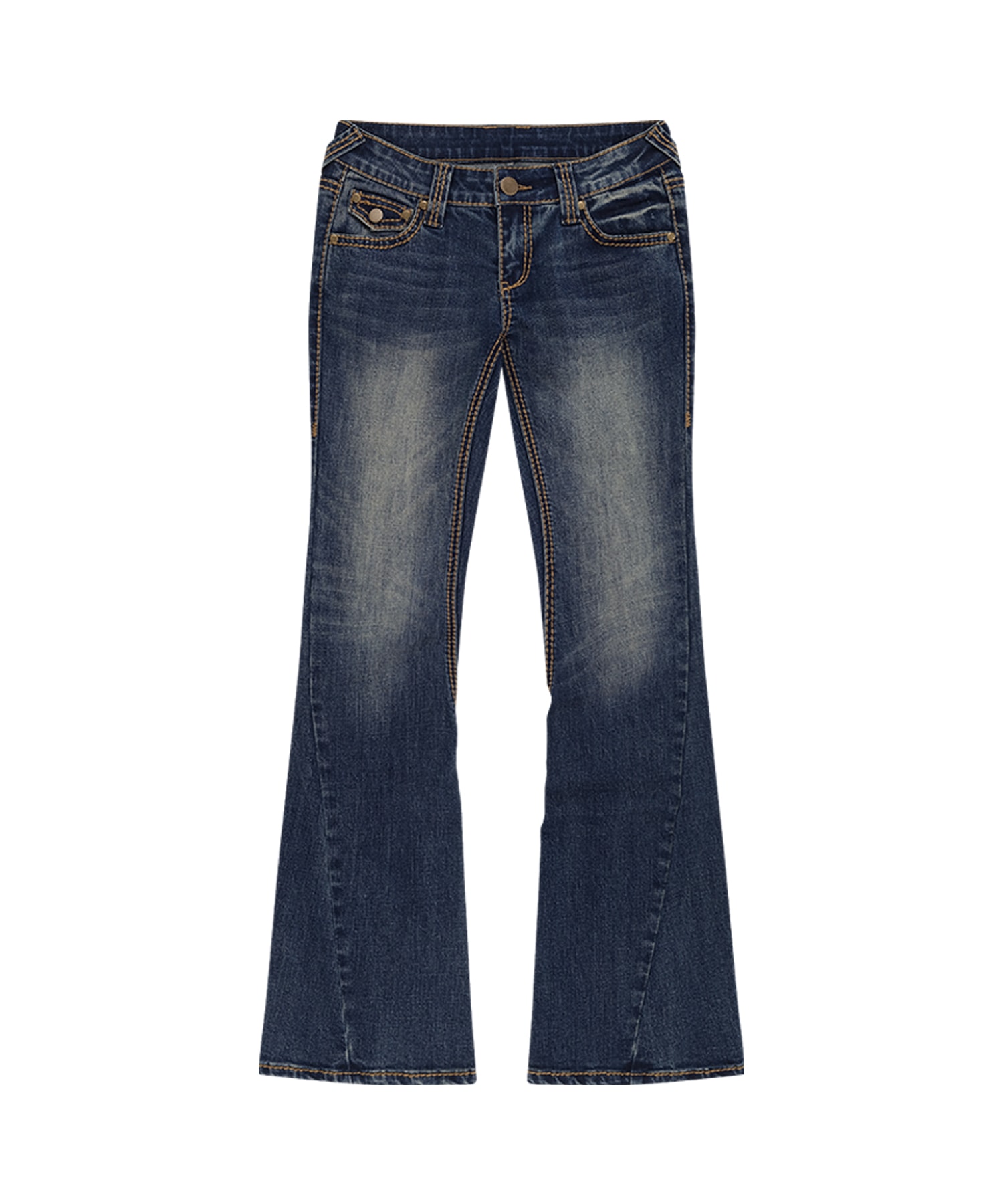 [Pre-Order 10.2] Western Curve Embroidery Jeans Blue