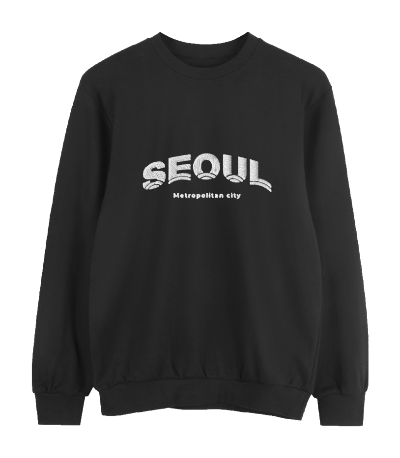 SEOUL 블랙 기모 맨투맨